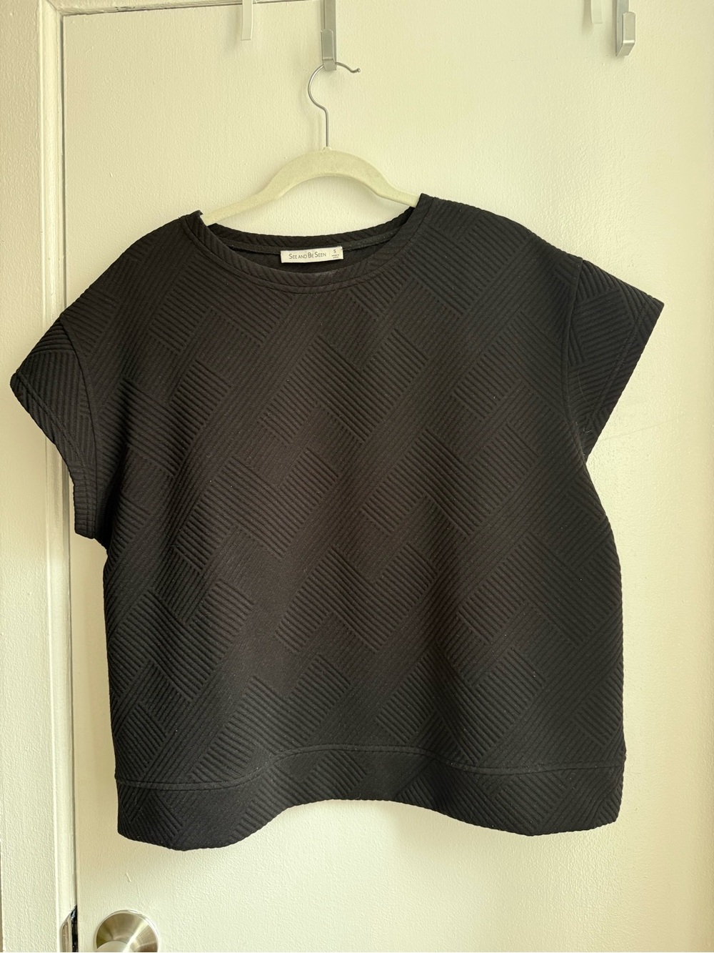 See and Be Seen Boxy Short Sleeve Top in Black